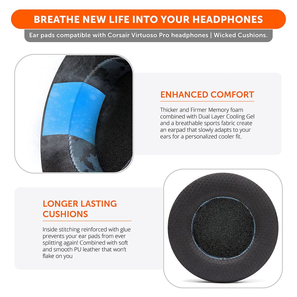 Corsair Virtuoso Pro FreeZe earpads | Black Camo