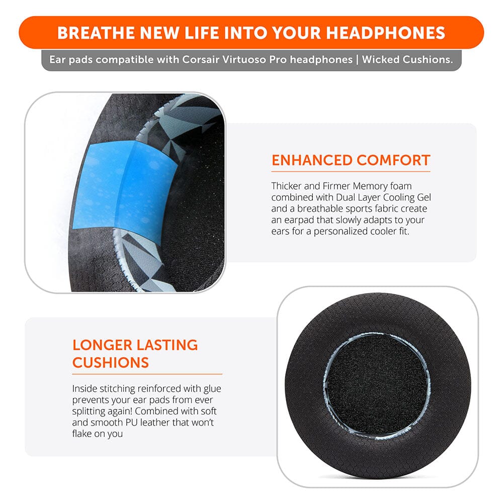 Corsair Virtuoso Pro FreeZe earpads | Geo Grey
