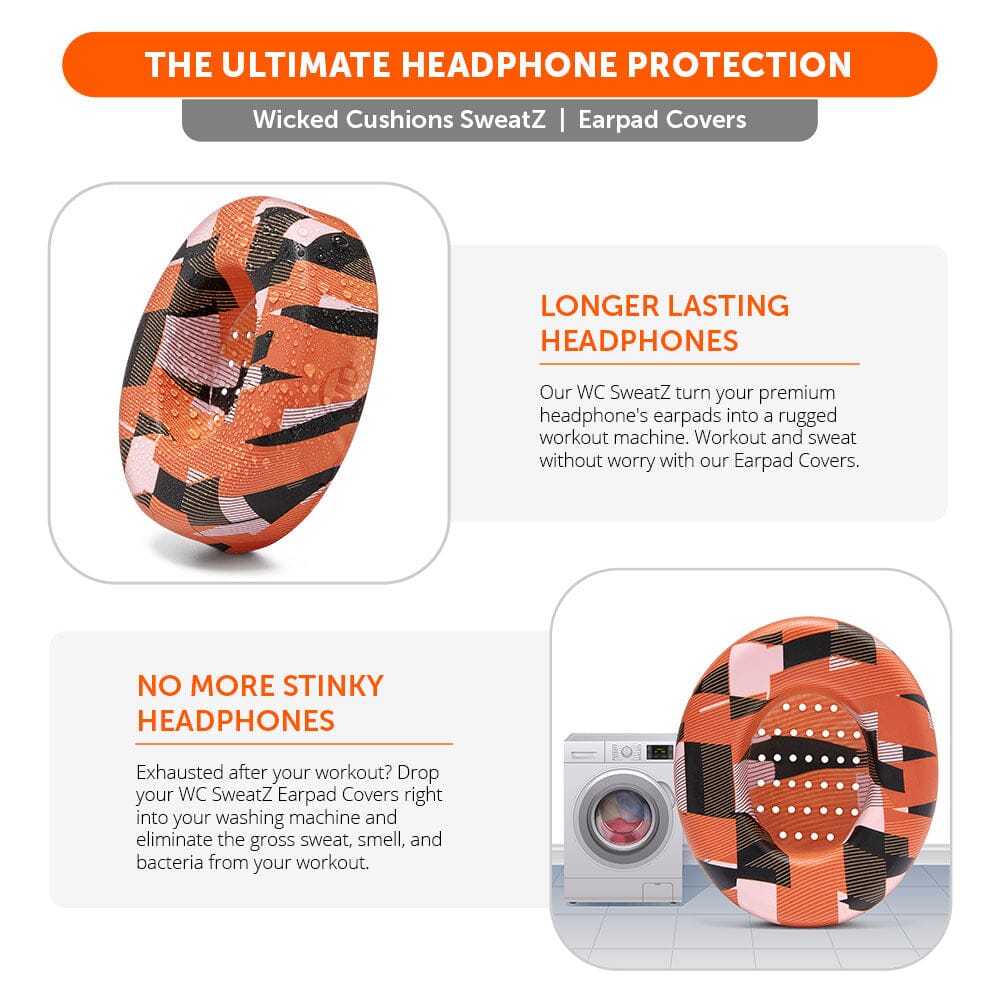 WC SweatZ Protective Headphone Earpad Cover | Orange Prism