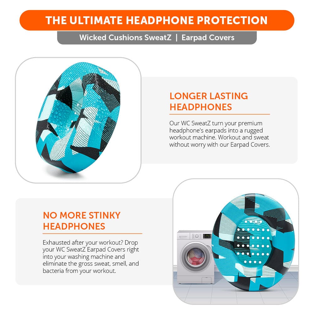 WC SweatZ Protective Headphone Earpad Cover | Cyan Prism