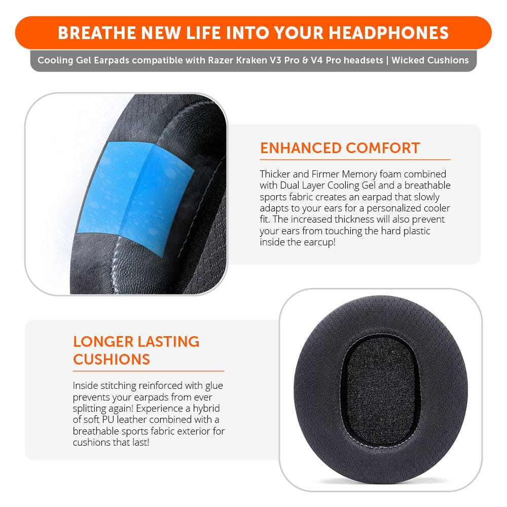 Razer Kraken V3, V3 Pro, V4 & V4 Pro Earpads | Black