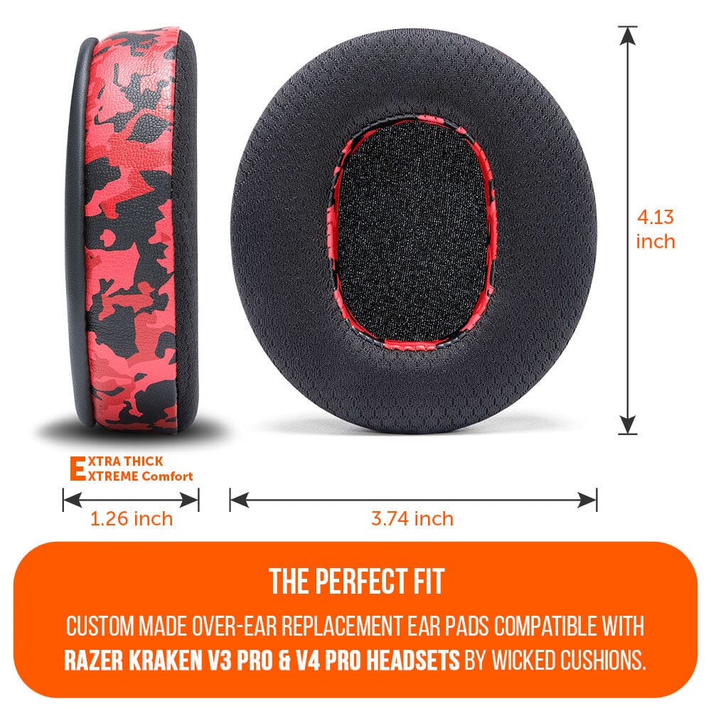 Razer Kraken V3, V3 Pro, V4 & V4 Pro Earpads | Red Camo