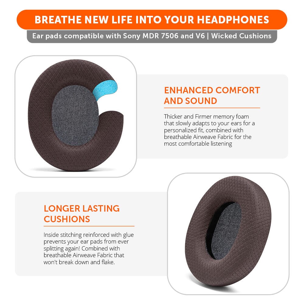 Replacement Earpads For Sony MDR 7506 | Airweave Brown