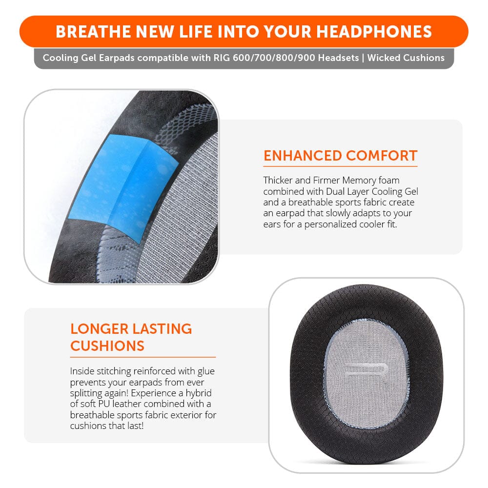 RIG 600, 700, 800 & 900 Series Earpads - WC FreeZe | Anthracite