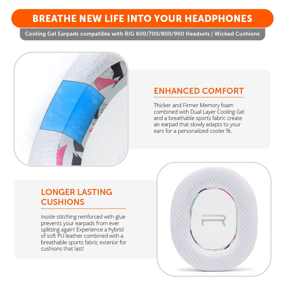 RIG 600, 700, 800 & 900 Series Earpads - WC FreeZe | 90s White