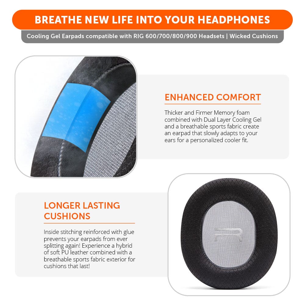 RIG 600, 700, 800 & 900 Series Earpads - WC FreeZe | Black