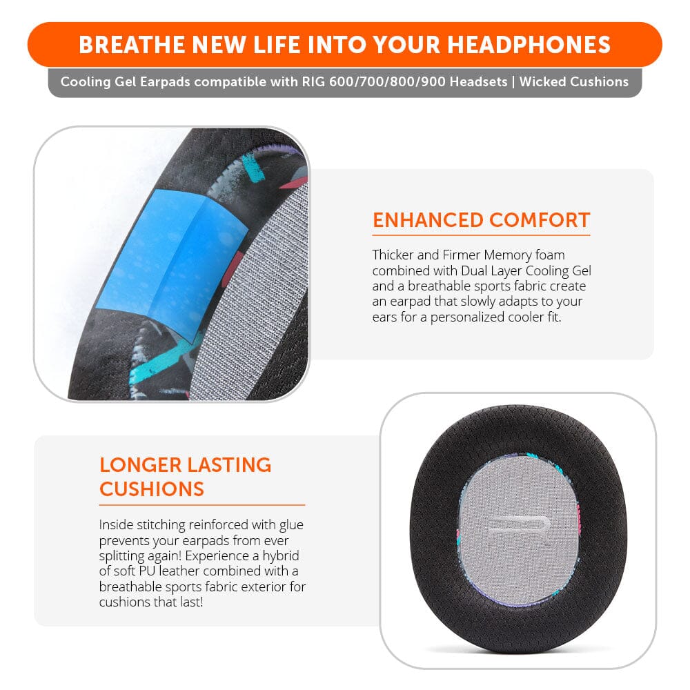 RIG 600, 700, 800 & 900 Series Earpads - WC FreeZe | 90s Black