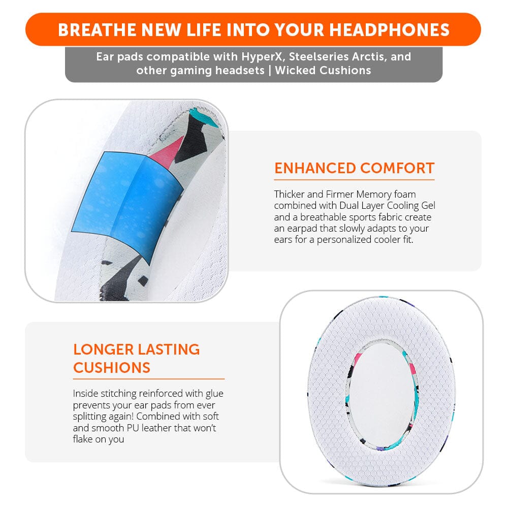 WC FreeZe - Hybrid Cooling Gel Infused Gaming Earpads | 90s White