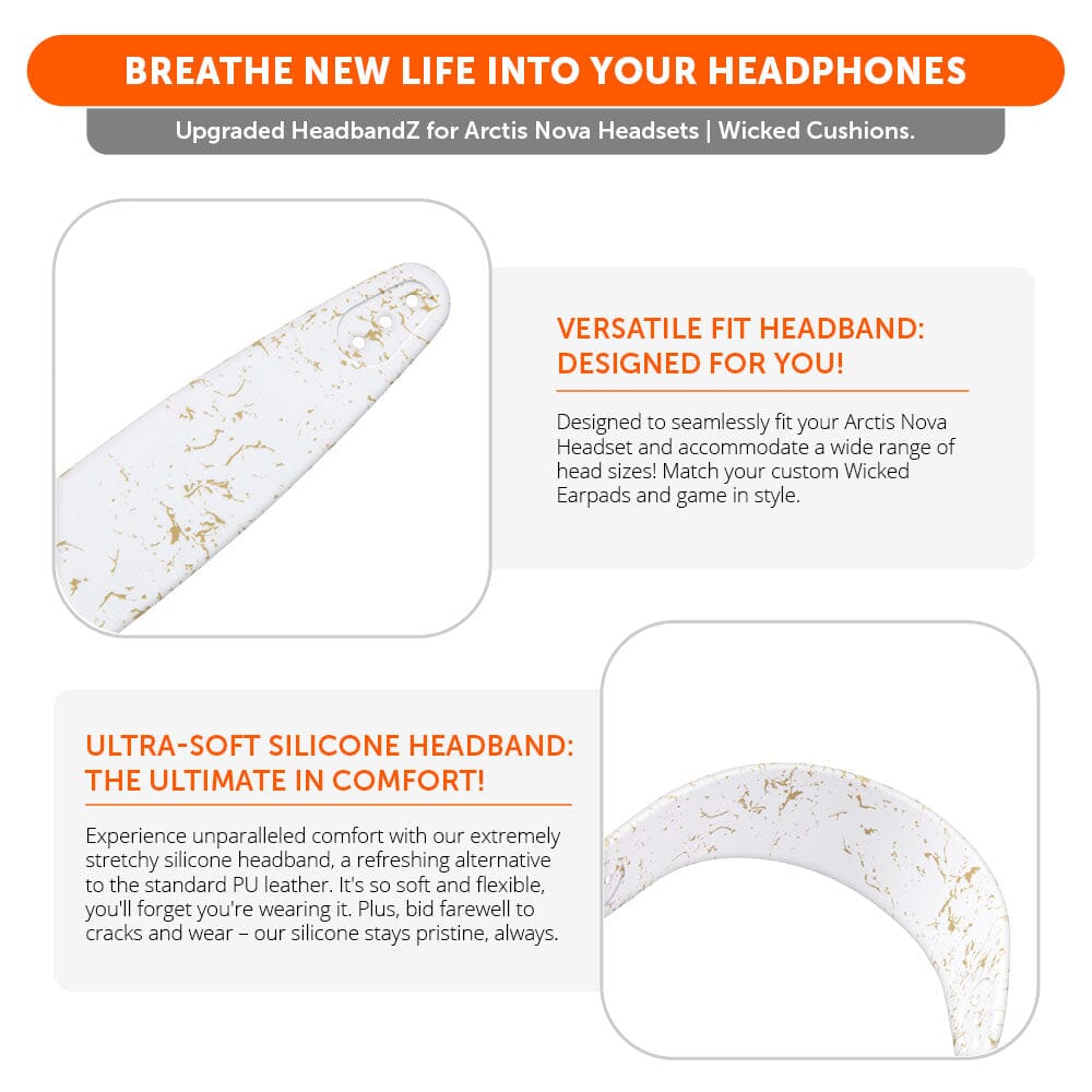 WC Silicone HeadbandZ for Arctis Nova | Gold Marble