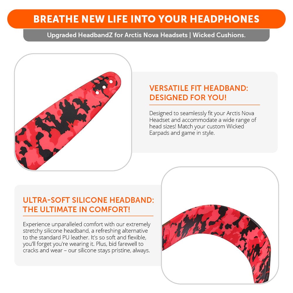 WC Silicone HeadbandZ for Arctis Nova | Red Camo
