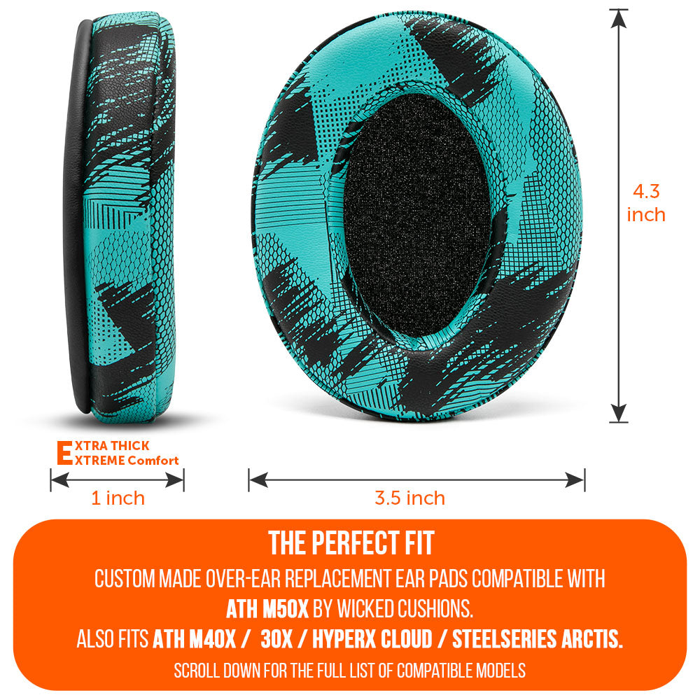 ATH M50X Earpads | SpeedRacer Cyan