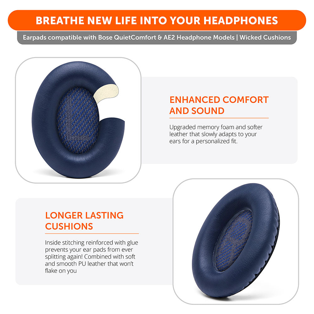 Replacement Ear Pads For Bose QC35 | Blue