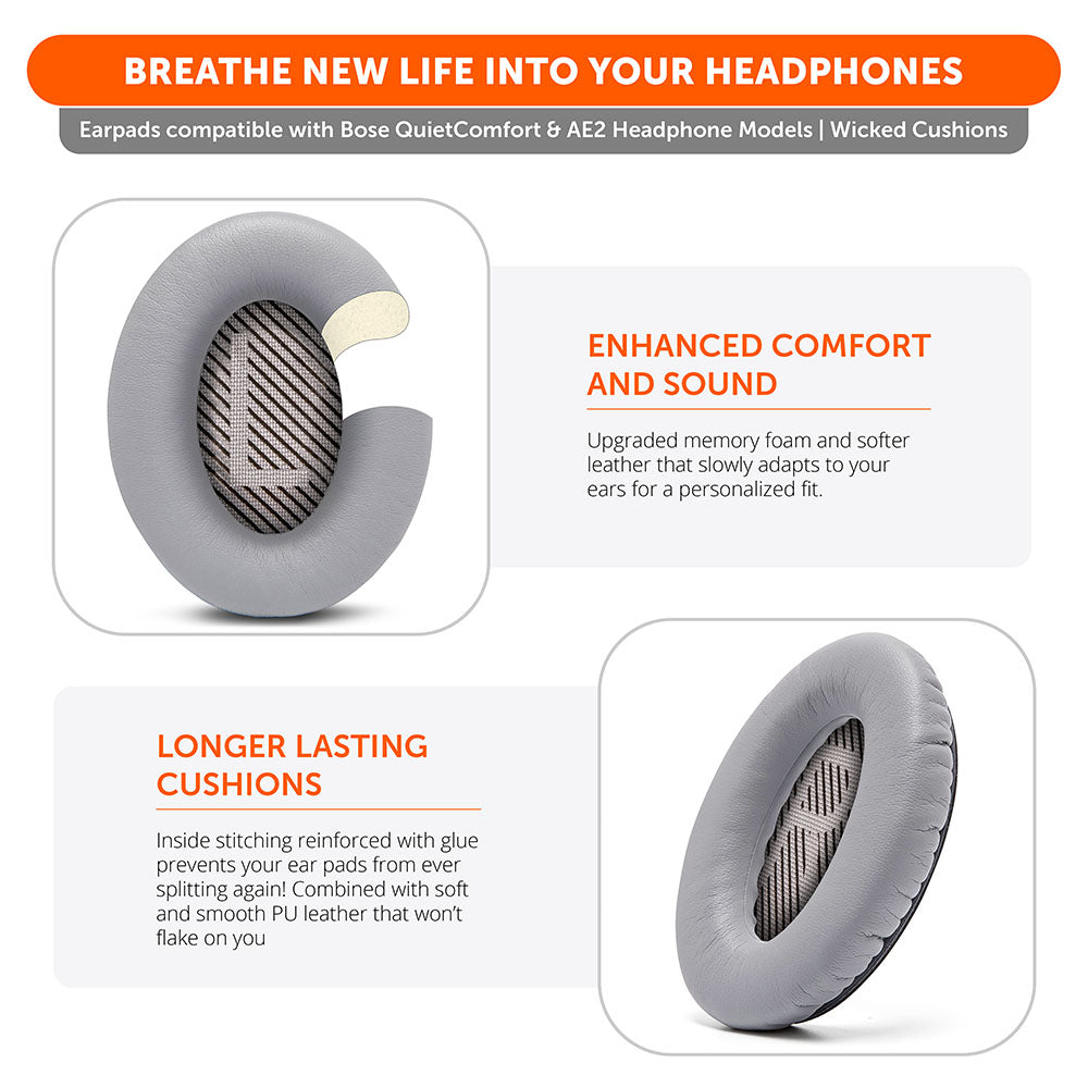 Replacement Ear Pads For Bose QC35 | Silver