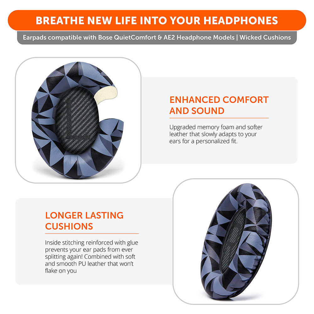 Replacement Ear Pads For Bose QC35 | Geo grey