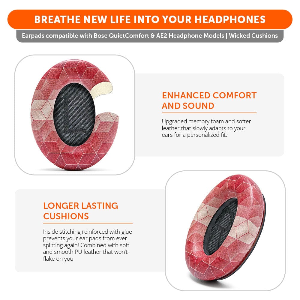 Replacement Ear Pads For Bose QC35 | Hex Red