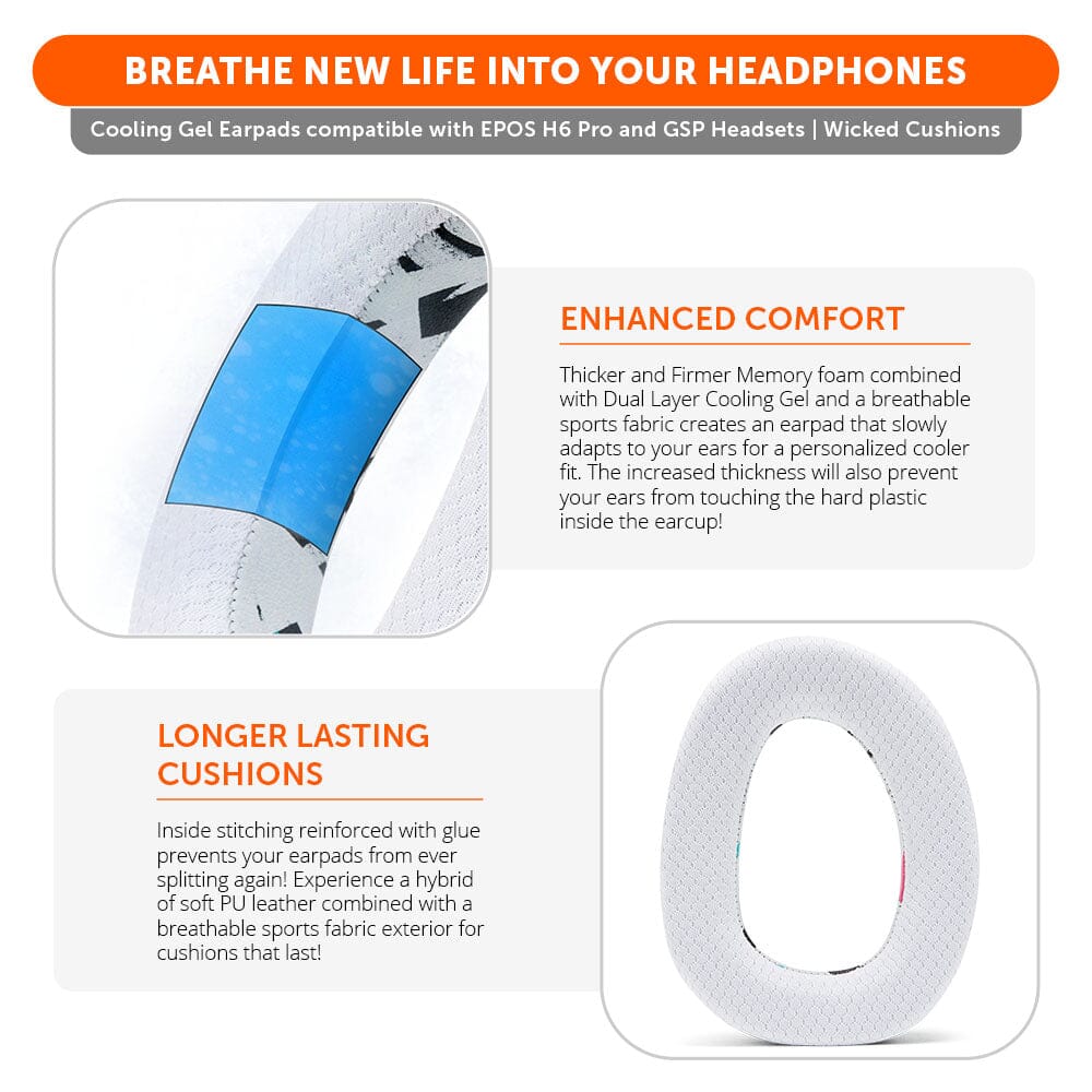 WC FreeZe EPOS H6 Pro & GSP Headset Earpads | 90s White