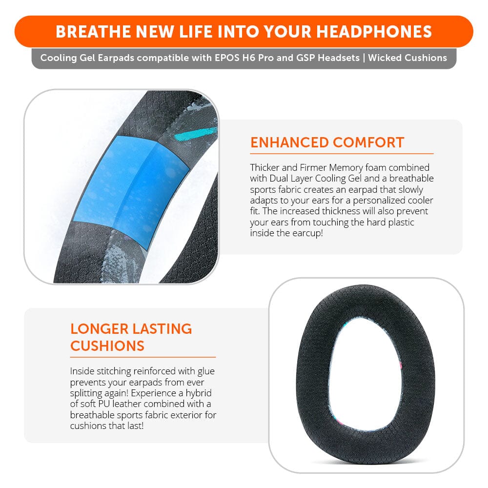 WC FreeZe EPOS H6 Pro & GSP Headset Earpads | 90s Black