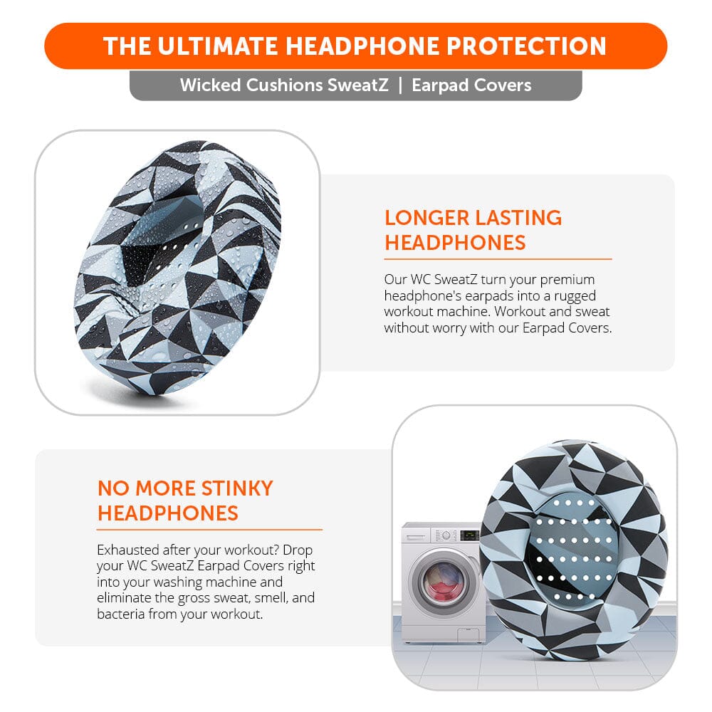 WC SweatZ Protective Headphone Earpad Cover | Geo Grey
