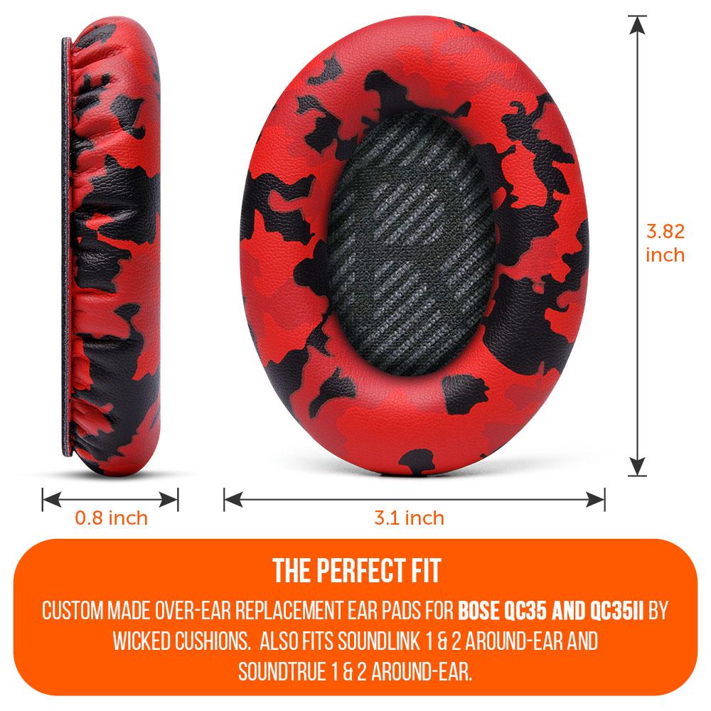 Replacement Ear Pads For Bose QC35 | Red Camo