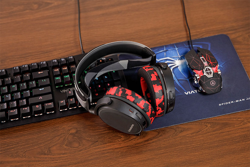 Upgraded Gaming Earpads - Hybrid Velour | Red Camo