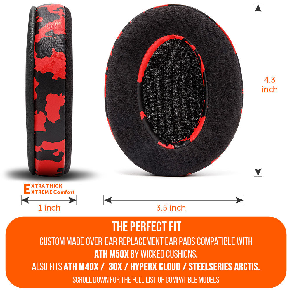 Upgraded Gaming Earpads - Hybrid Velour | Red Camo