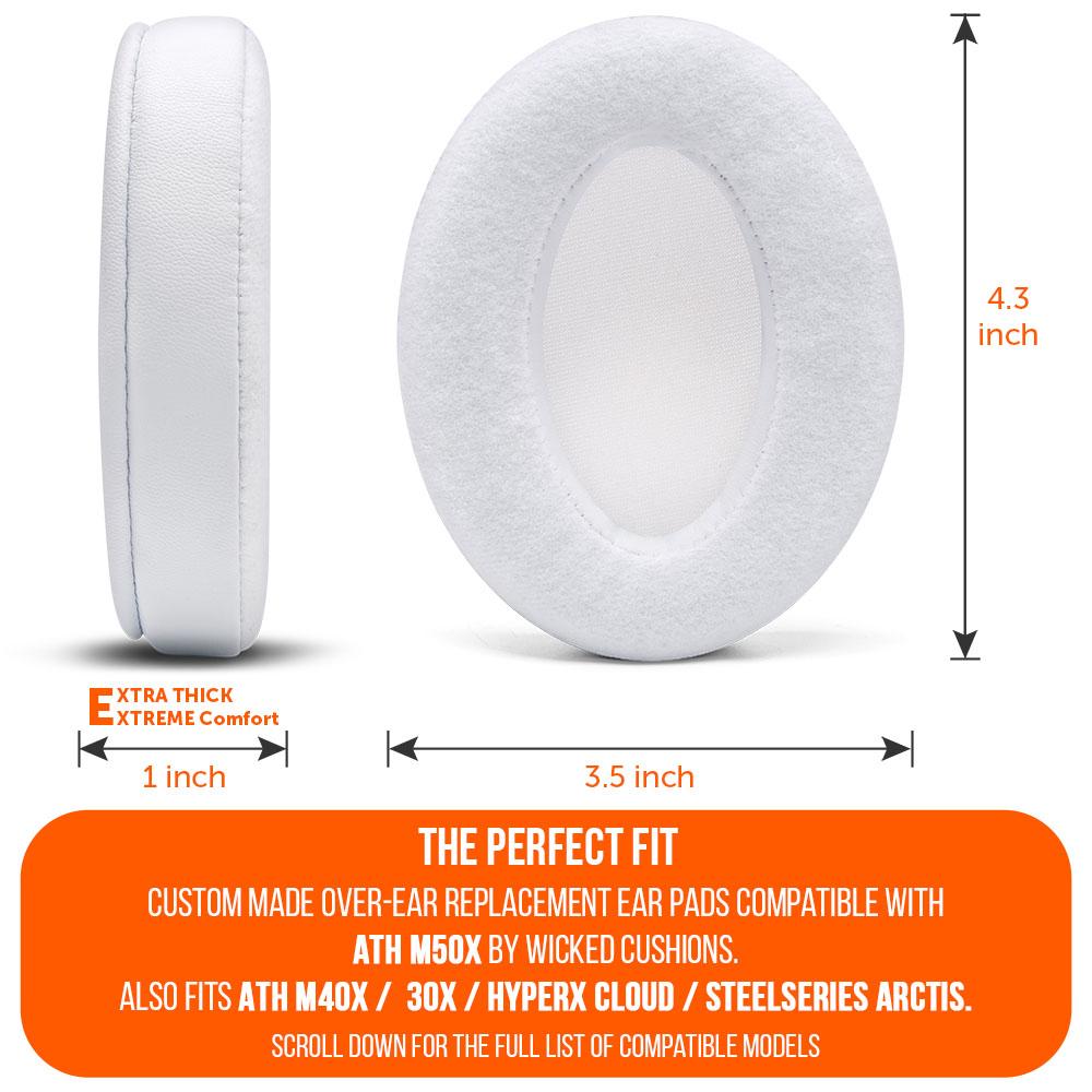 Upgraded Gaming Earpads - Hybrid Velour | White