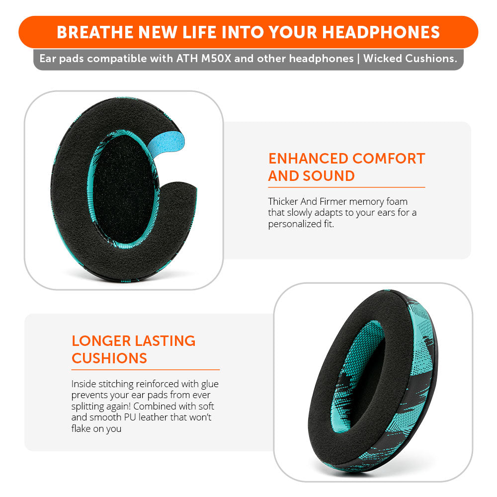 Upgraded Gaming Earpads - Hybrid Velour | SpeedRacer Cyan