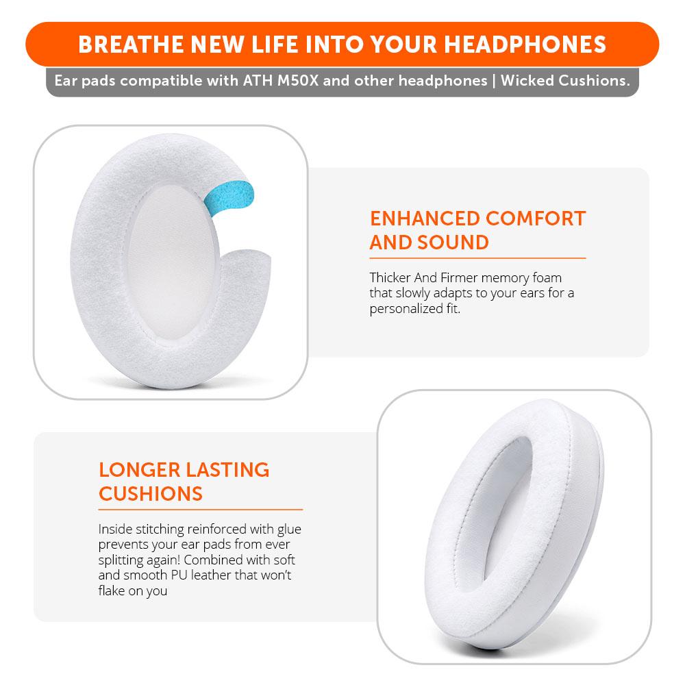 Upgraded Gaming Earpads - Hybrid Velour | White