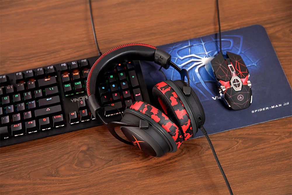 Upgraded Gaming Earpads - Hybrid Velour | Red Camo