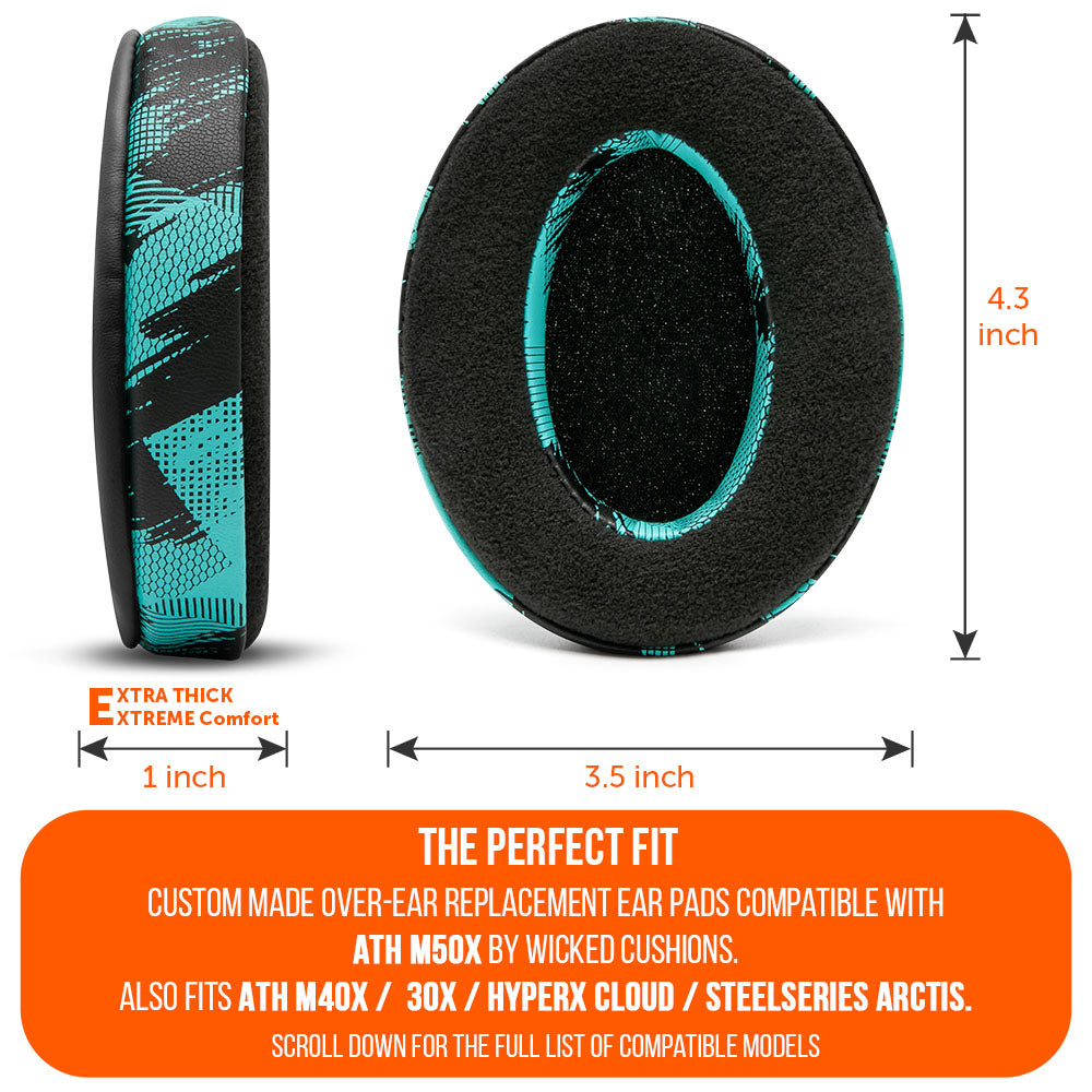 Upgraded Gaming Earpads - Hybrid Velour | SpeedRacer Cyan