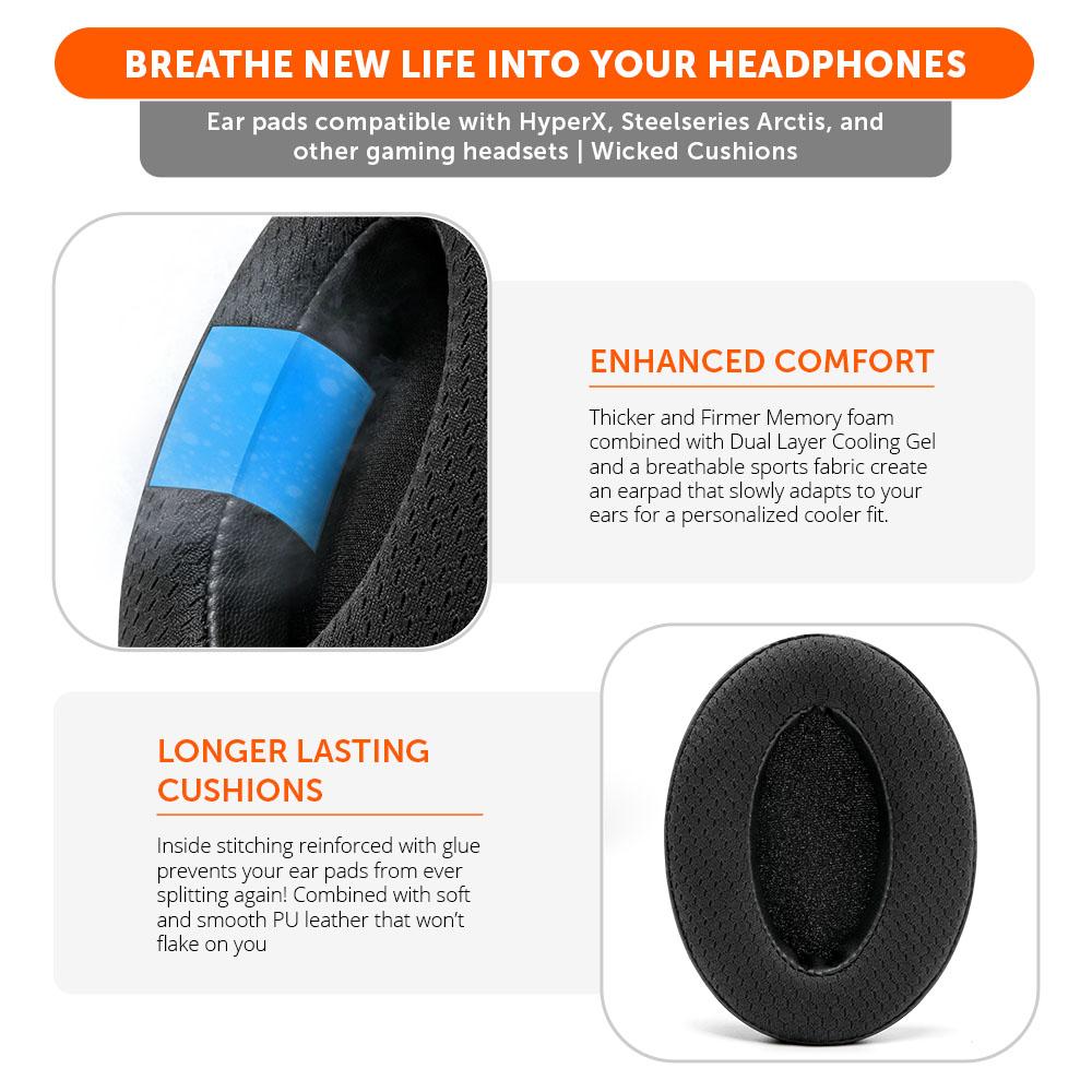 WC FreeZe - Hybrid Cooling Gel Infused Gaming Earpads | Black