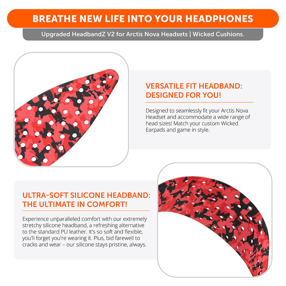 WC HeadbandZ Arctis Nova V2 | Red Camo