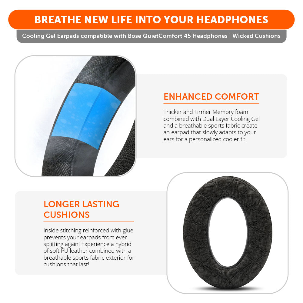 Bose QuietComfort 45 Cooling Gel Earpads | Black
