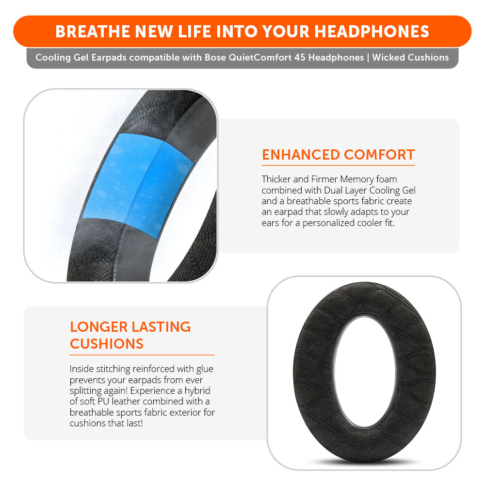 Bose QuietComfort 45 Cooling Gel Earpads | Eclipse Gray