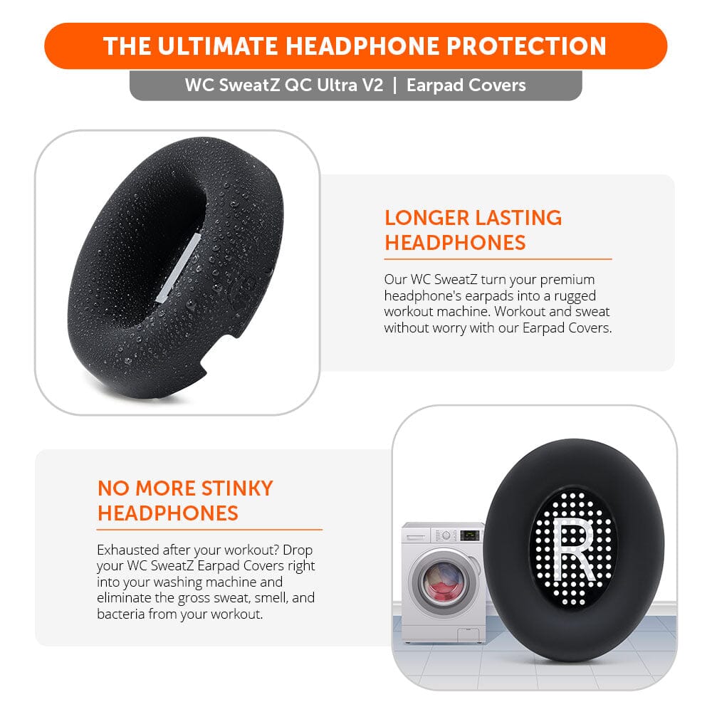 WC SweatZ QC Ultra – Copri Auricolari In Silicone Per Bose QuietComfort Ultra Gen 1 E Gen 2 – Antisudore, Lavabili In Lavatrice, White Smoke