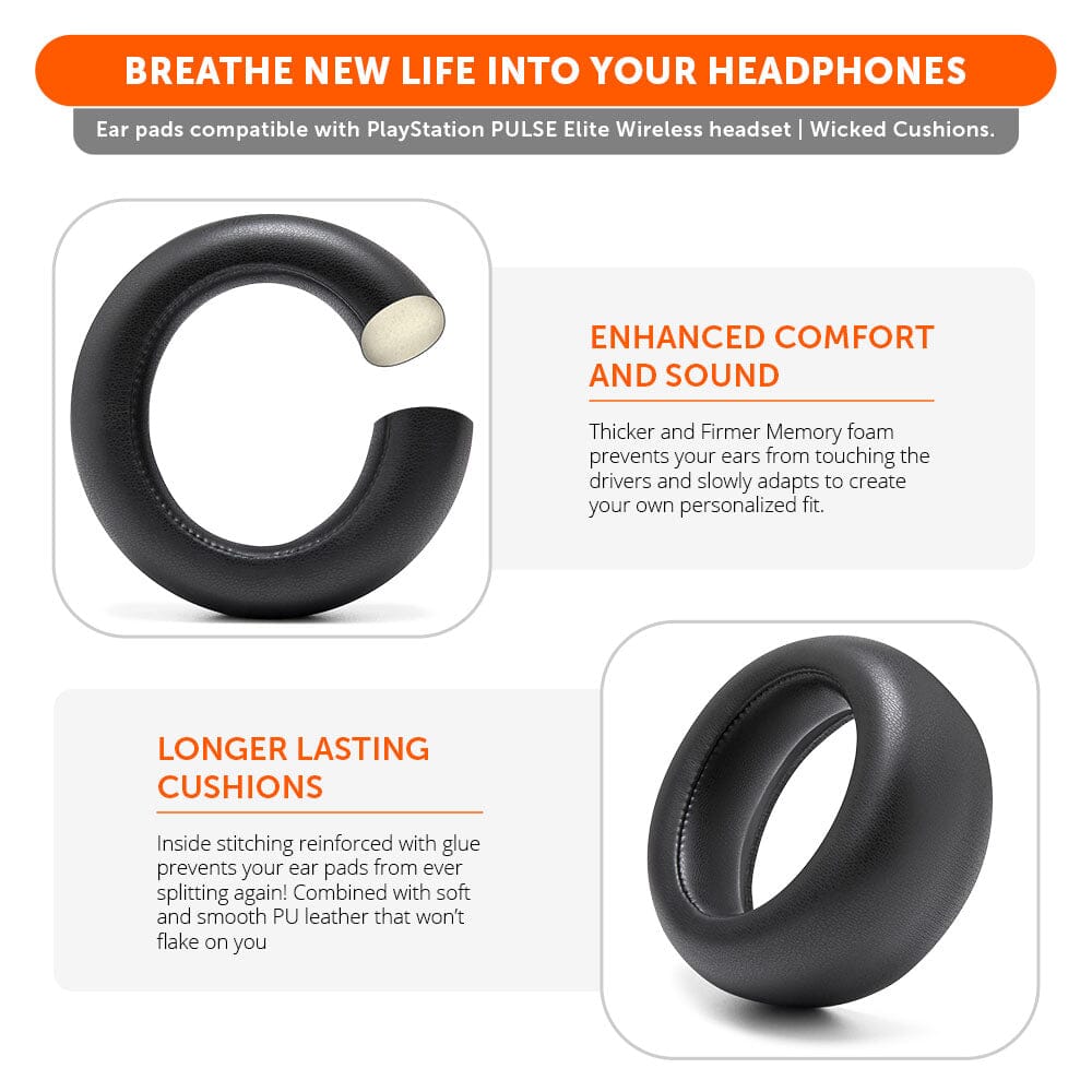 PlayStation Pulse Elite PU Leather Earpads WC PadZ Pulse Elite