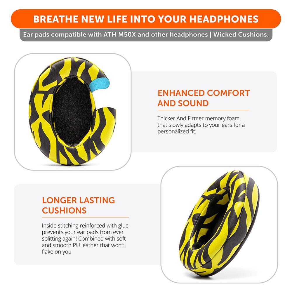 ATH M50X Earpads | Yellow Tiger