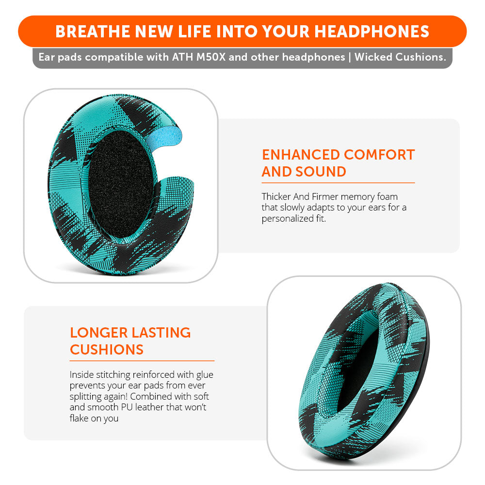ATH M50X Earpads | SpeedRacer Cyan