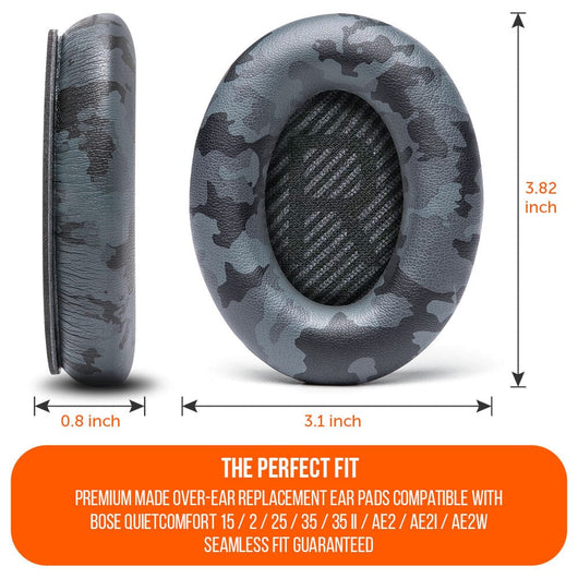Replacement Ear Pads For Bose QC35 | Black Camo
