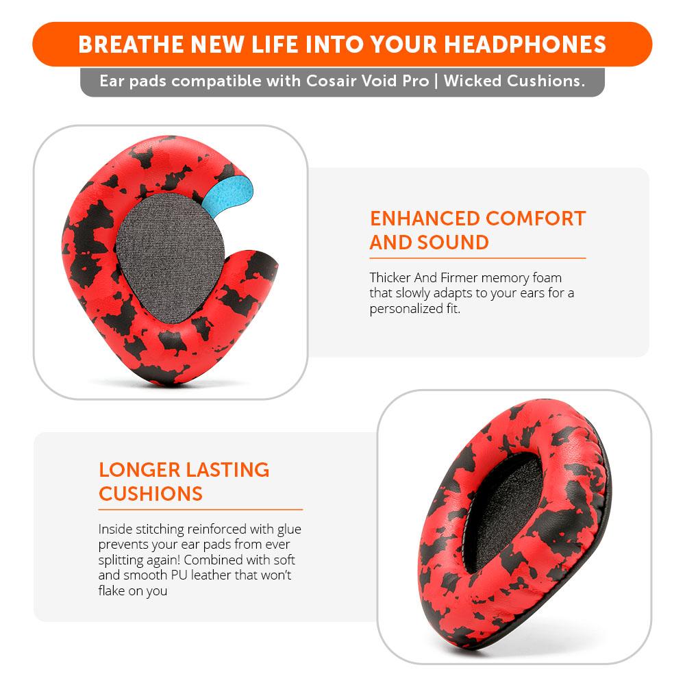 Corsair Void Pro Replacement Earpads | Red Camo