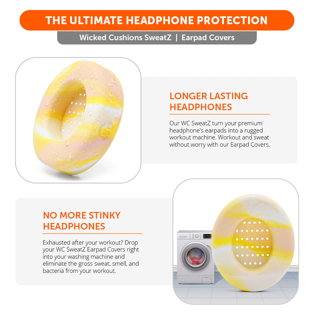 WC SweatZ Protective Headphone Earpad Cover | Yellow Starburst
