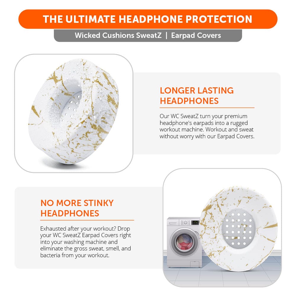 WC Solo SweatZ Protective Headphone Earpad Cover | Gold Marble