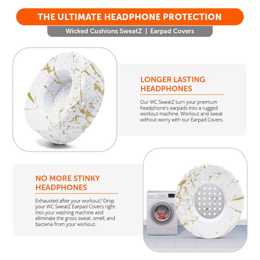WC Solo SweatZ Protective Headphone Earpad Cover |  Gold Marble
