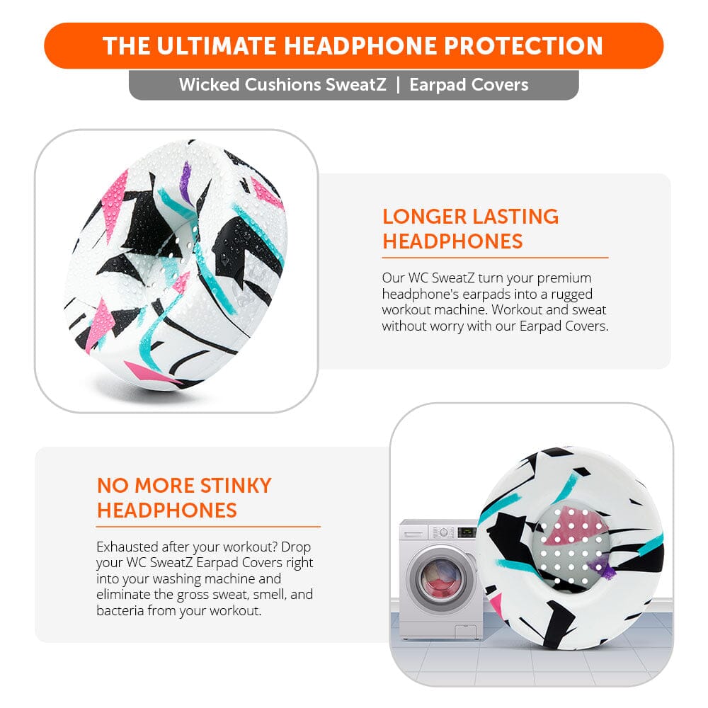 WC Solo SweatZ Protective Headphone Earpad Cover | 90s White