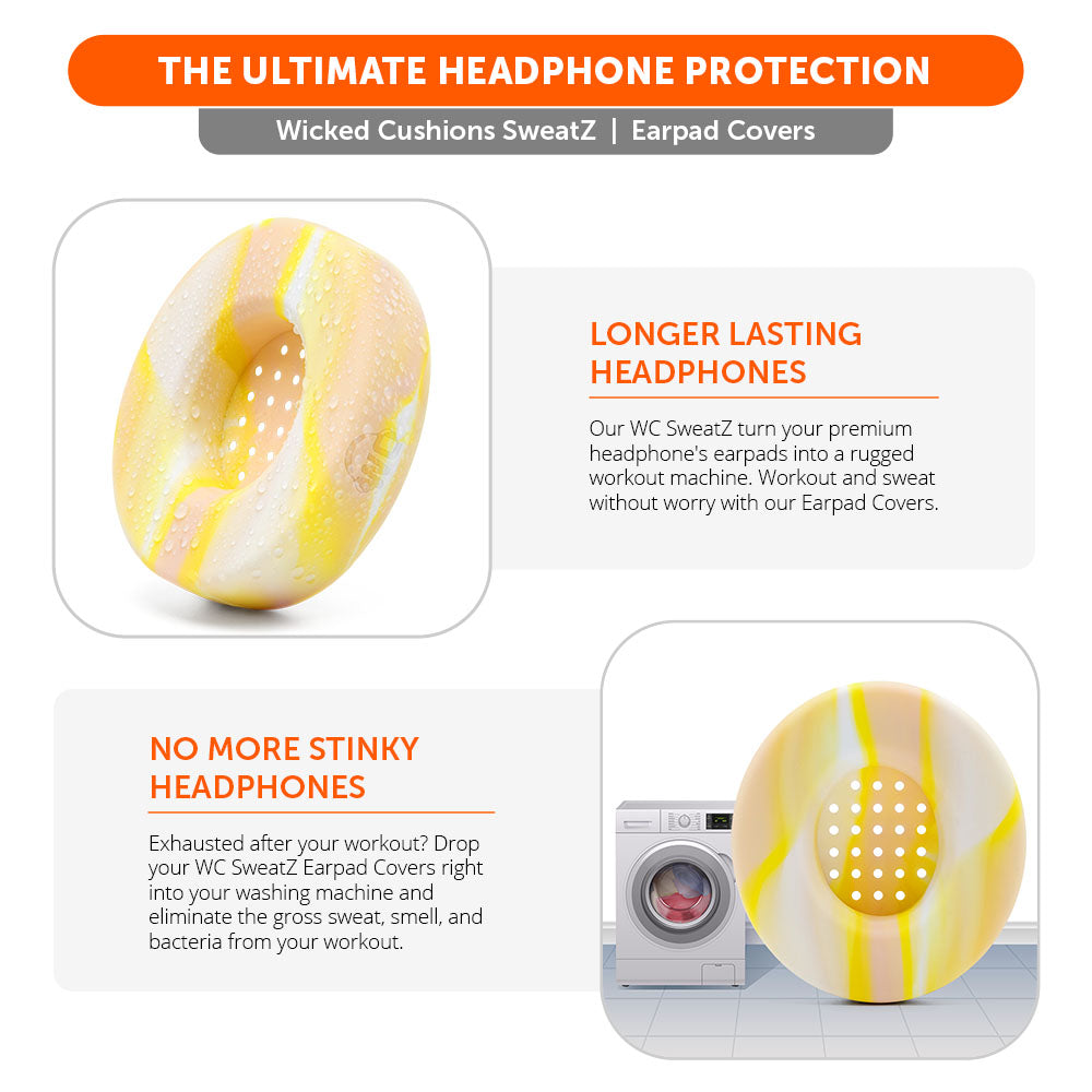 WC Solo SweatZ Protective Headphone Earpad Cover | Yellow Starburst