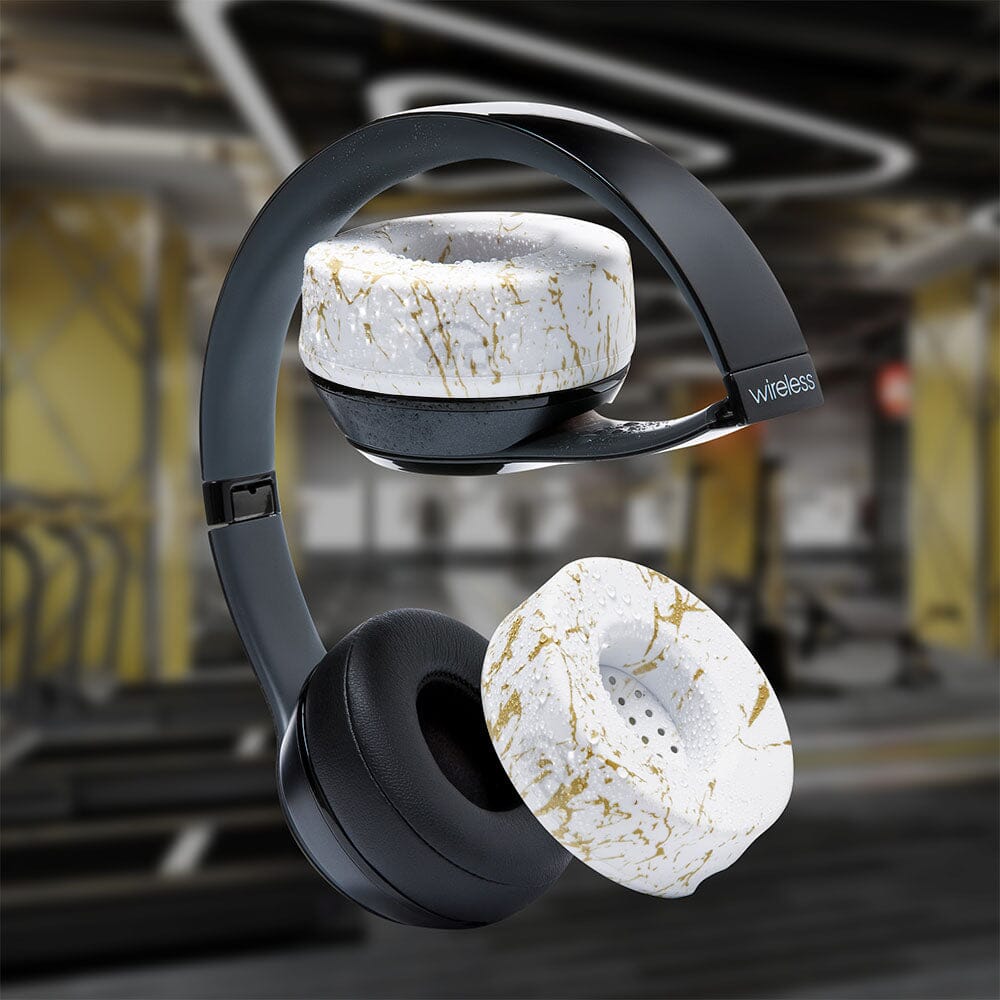 WC Solo SweatZ Protective Headphone Earpad Cover | Gold Marble