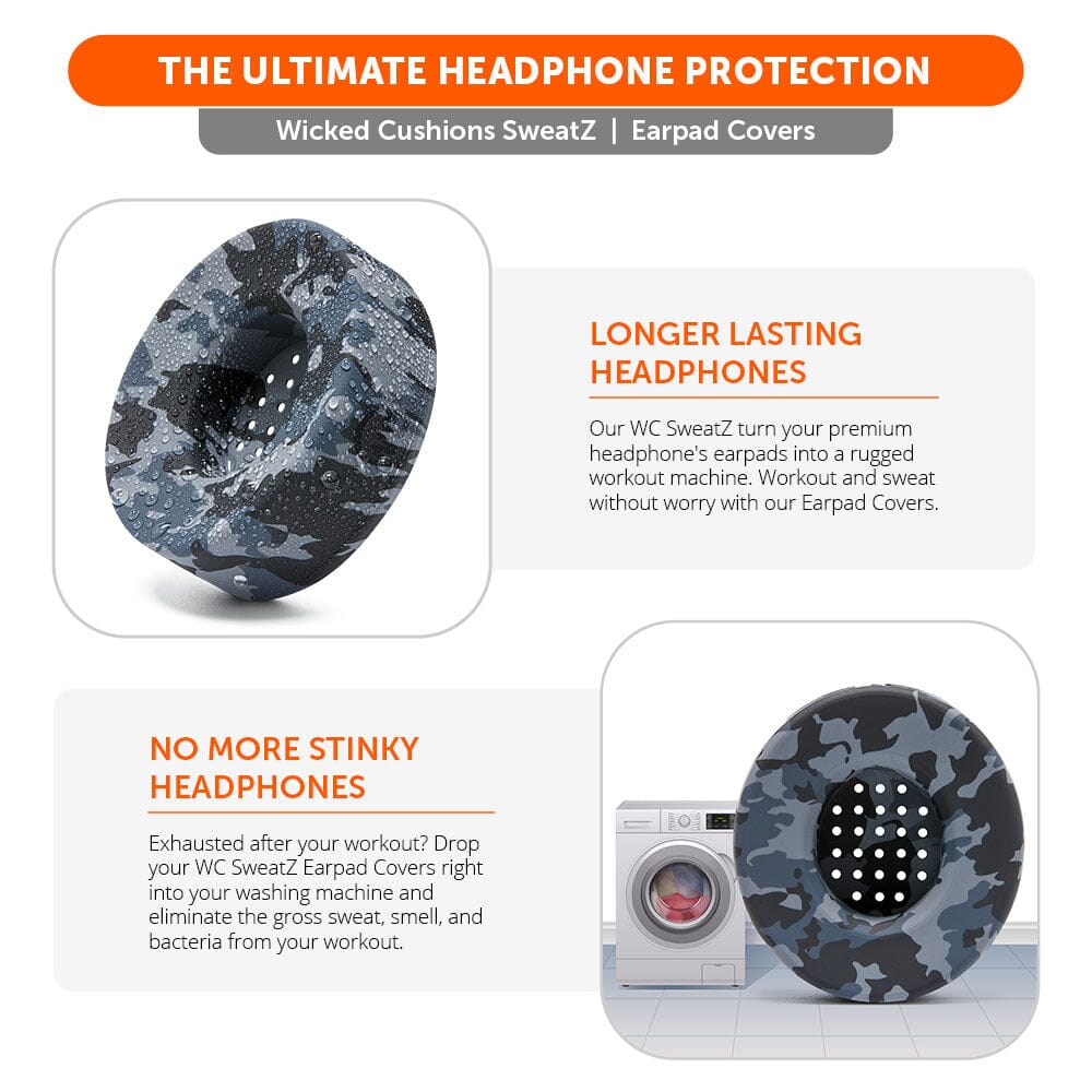 WC Solo SweatZ Protective Headphone Earpad Cover | Black Camo