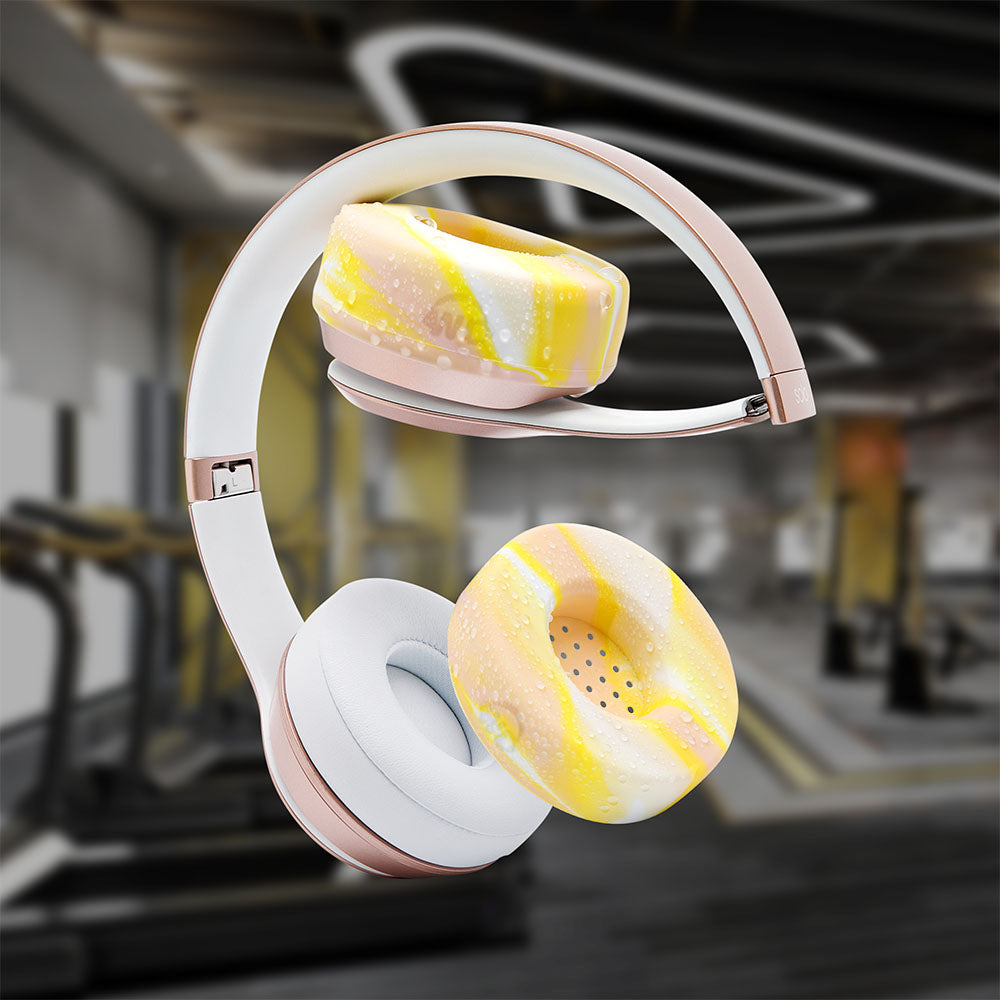 WC Solo SweatZ Protective Headphone Earpad Cover | Yellow Starburst